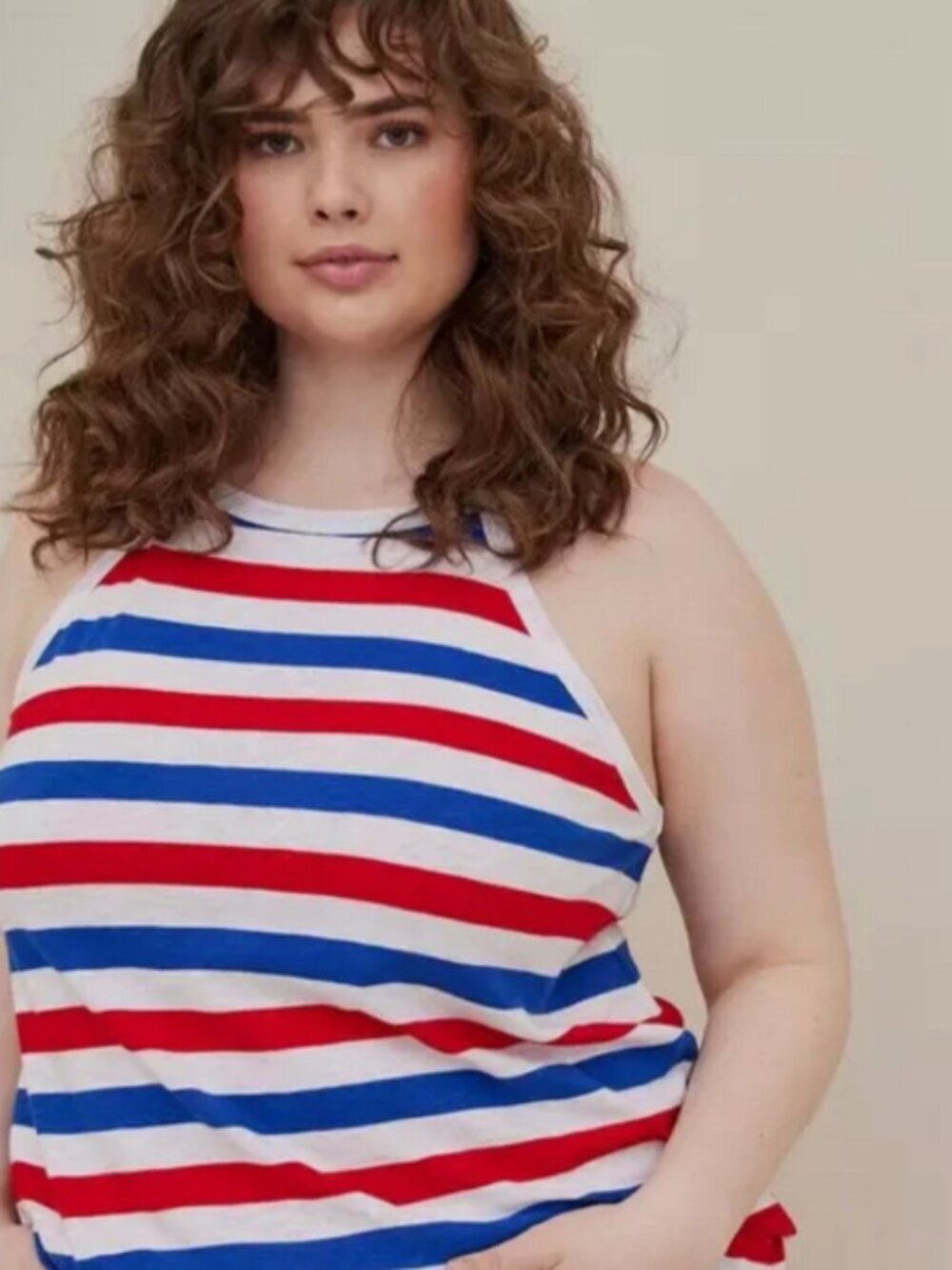 TORRID Women's American Striped 4th of July Striped High Neck Tank Top (2X)